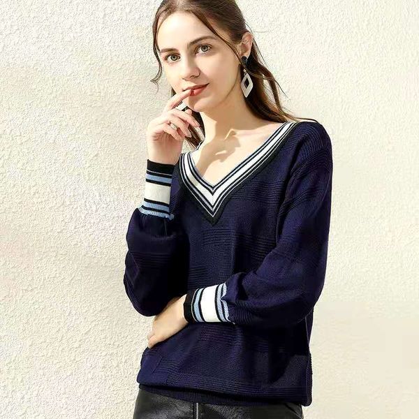 

2020 new designer luxury high-end quality womens sweater v-neck pullover simple sweater luxury womans clothes women jumper, White;black