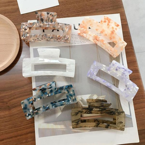

hair accessories geometric large korean style acetate clip barrettes rectangle acrylic marble print ponytail