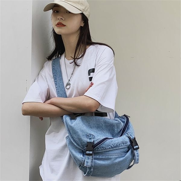 

casual denim womne shoulder bags designer jeans crossbody bags men's messenger bag harajuku large capacity totes big purses 2020