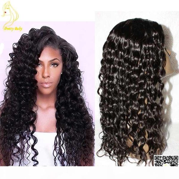 

loose curly human hair full lace wig brazilian lace front human hair wigs with bleached knots baby hair for black women, Black;brown