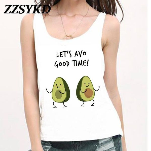 

women's t-shirt 2021 summer t-shirts harajuku kawaii cartoon avocado sleeveless women casual graphic tee femme 90s kpop oversized1, White