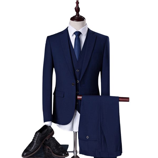 

suit three for piece solid color men's large slim wedding dress, White;black