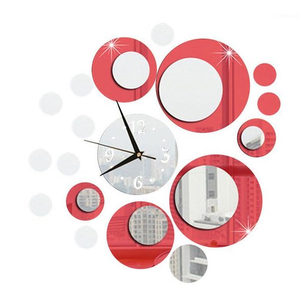 

wall clocks 3d teapot cup acrylic mirror clock stickers diy home decor decals orn1