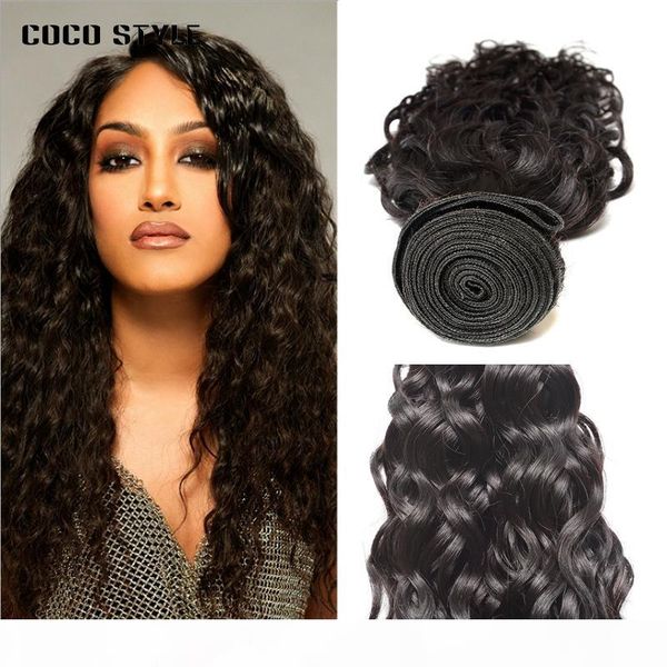 

4 bundles brazilian water wave natural color human hair bundle non remy hair weave bundles deal 4pcs lot 8-28 inch, Black