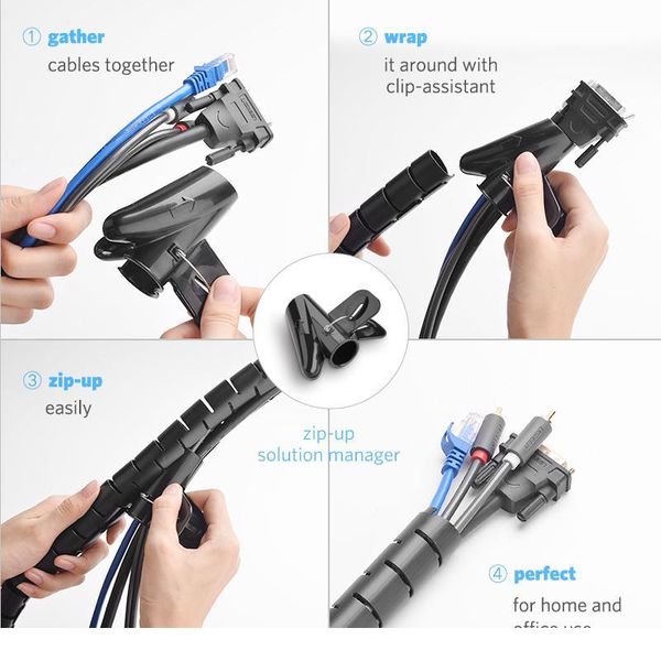 

ugreen cable holder organizer 25mm diameter flexible spiral tube cable organizer wire management cord protector cabl jllwiz