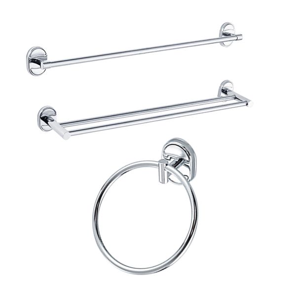

3 pcs wall mounted bathroom hardware metal accessory stainless steel towel bar ring holder hanger