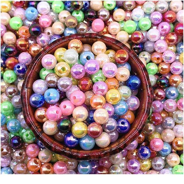 

new 6mm 8mm 10mm shining ab acrylic imitation pearls loose spacer beads for jewelry making diy earrings accesso qylsfe