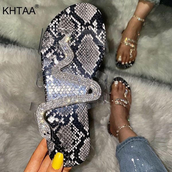 

summer slippers snake transparent crystal casual women slides indoor non slip female woman shoes 2020 ladies flip flop new x1020, Black