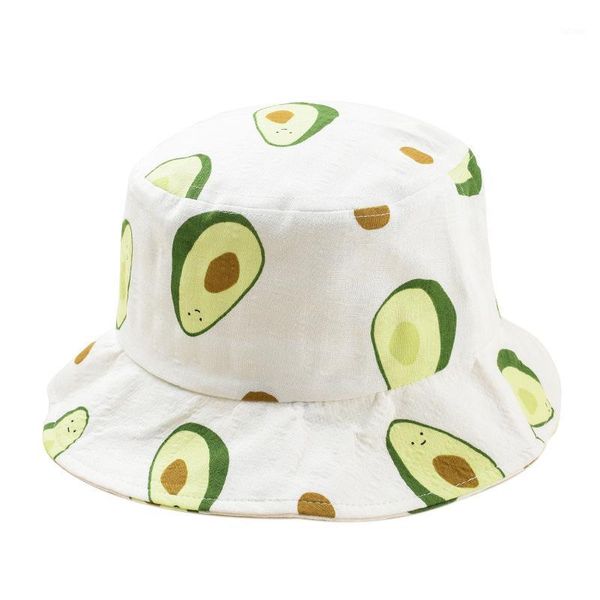 

small fresh literary avocado fisherman hat summer outdoor travel visor bucket hat beanies white1, Blue;gray