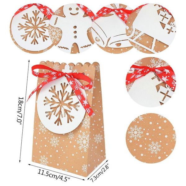 

4шт крафт бумага рождественские подарочные коробки печенья конфеты коробка подарка xmas packaing мешок рождественские украшения navidad новы