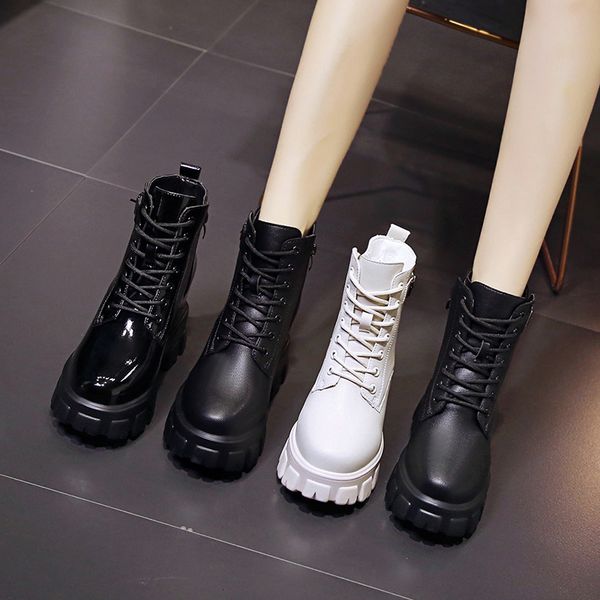 

lady boots shoes ankle booties women round toe zipper luxury designer boots-women ladies autumn rock low lolita fashion, Black