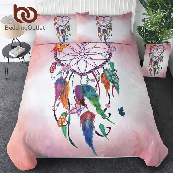 

beddingoutlet сердце dreamcatcher комплект постельных принадлежностей розовый и голубой пододеяльник акварели перине набор мягкой микрофибры