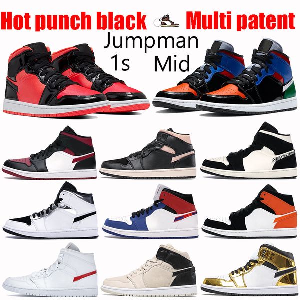 

2021 chicago mid multi patent jumpman 1s 1 basketball shoes se white black royal military olive university red sneakers men women trainers