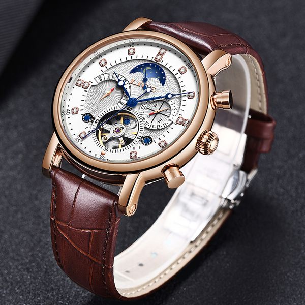 

lige brand watches fashion business tourbillon automatic mechanical casual waterproof leather watch clock men relogio masculino
