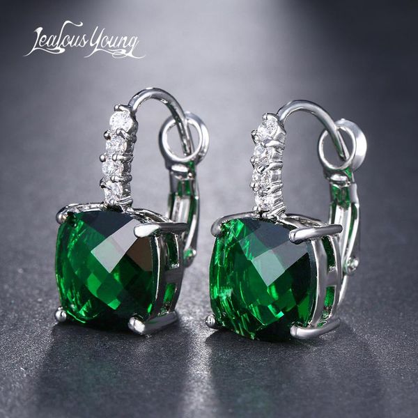 

2020 новая площадь зеленый цирконий обруч серьги для женщин белое золото цвет малый bride уха коты club factory brincos ae581, Golden;silver