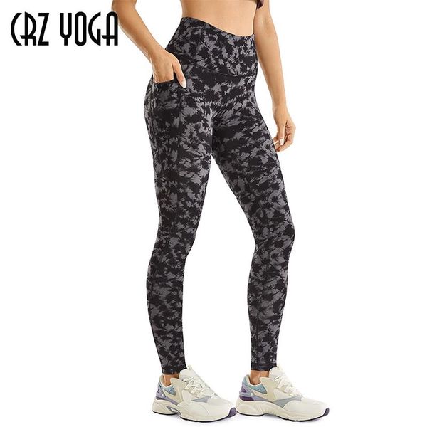 

yoga outfits crz women's naked feeling pants buttery soft workout leggings with pockets- 28 inches, White;red