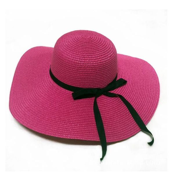 

wide brim hats windproof women straw girl ladies beach bowknot holiday fashion floppy summer foldable cap sun, Blue;gray
