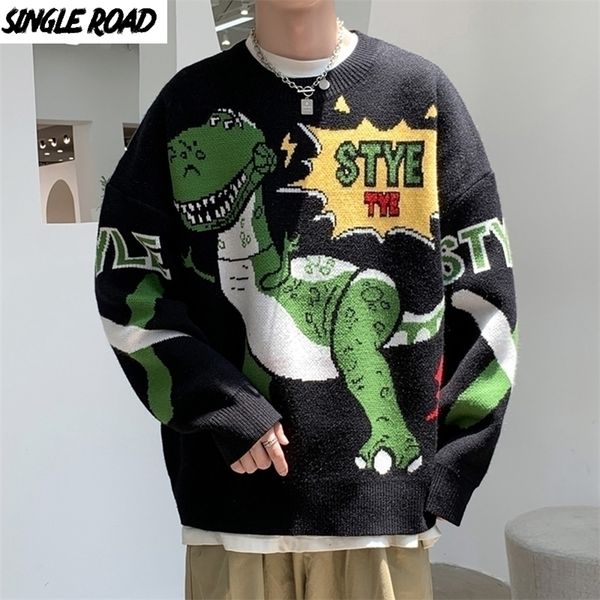 

singleroad mens knitted sweater men winter anime harajuku jumper korean oversized hip hop pullover black sweaters men 201201, White;black
