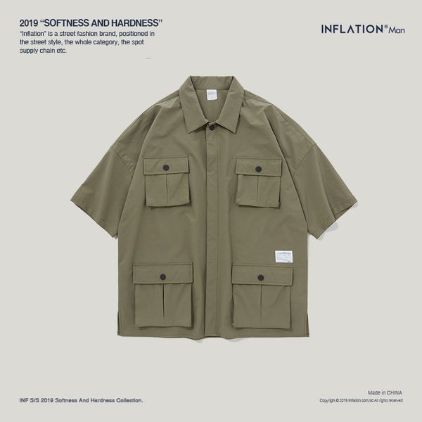 

2020 new men shirt cotton fabric casual fashion classic color comfortable multi-mouth loose men's quick-drying windbreaker shirt couple, White;black