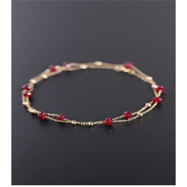 Рубиновое ожерелье Женский рай Подлинная 14K пакет цвета золота Сокровище ключицы цепи на заказ
