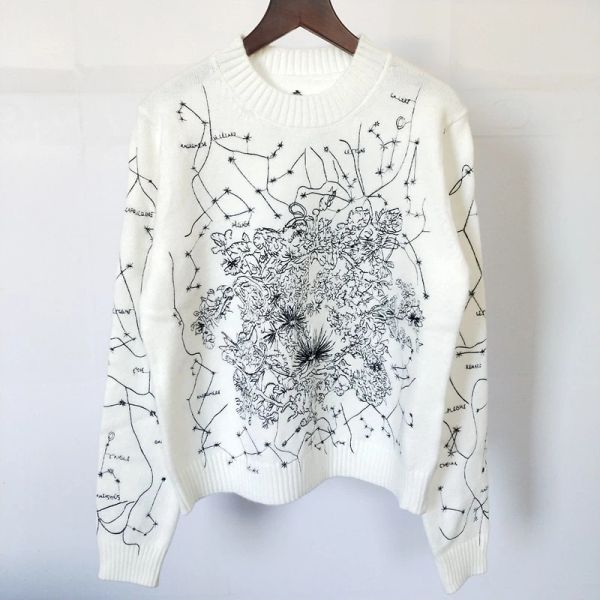 

130 2021 autumn brand same style regular long sleeve crew neck white kint sweater women clothes mihonh0, White;black