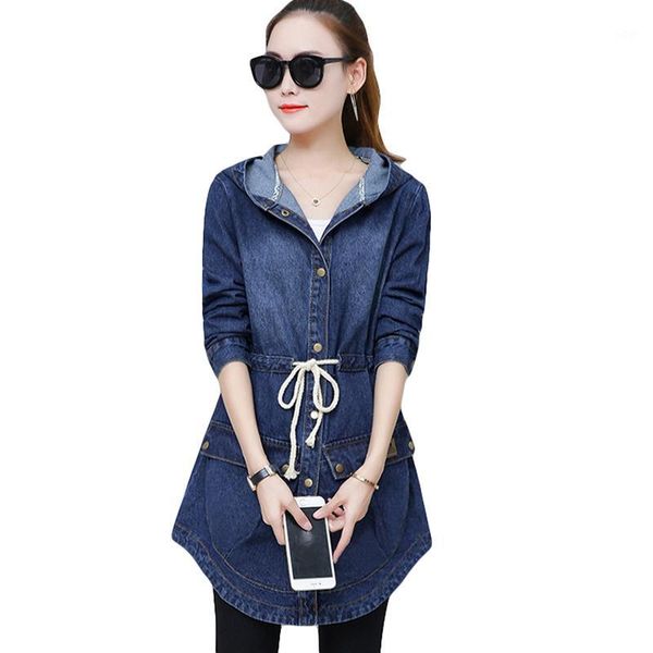 

plus size 3xl women jeans jacket new 2019 spring hooded coat female slim denim jacket women coats vintage jeans basic coat cm1041, Black;brown