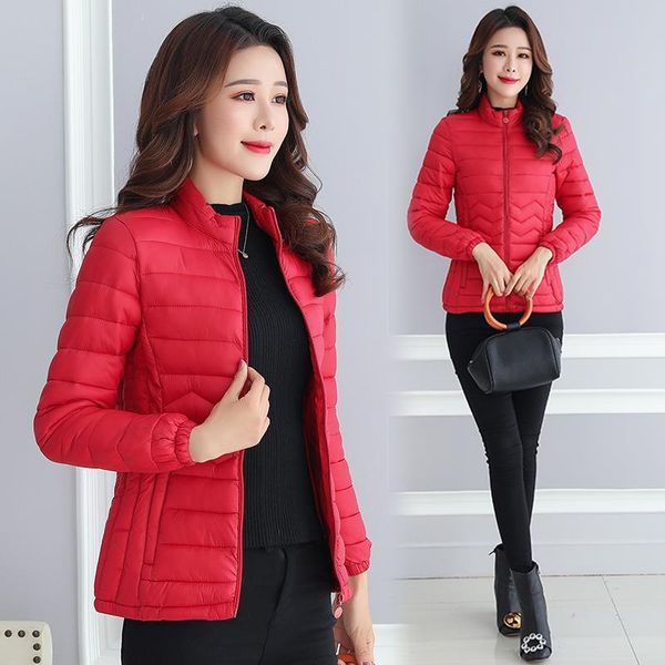 

thin cotton jacket short winter jacket women coat korean slim plus size female parka coat wave pattern padded jacket, Black