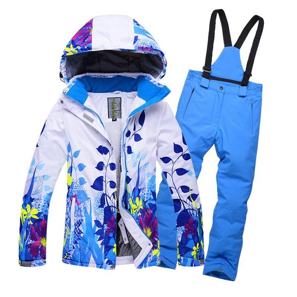 

clothing sets 2021 outdoor children's ski suit 2pcs per set boys girls waterproof breathable warm korean style fleece jacket pants, White