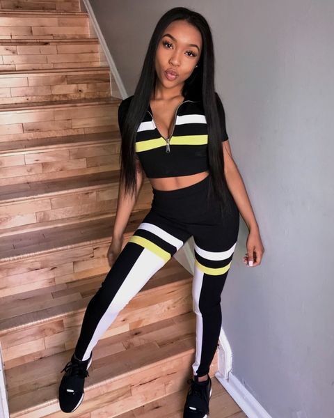 

50qc jumpsuits jumpsuit romper playsuit long sleeve women fashion stripe bodycon clothing jumpsuit womens v-neck clubwear klw2403, Black;white