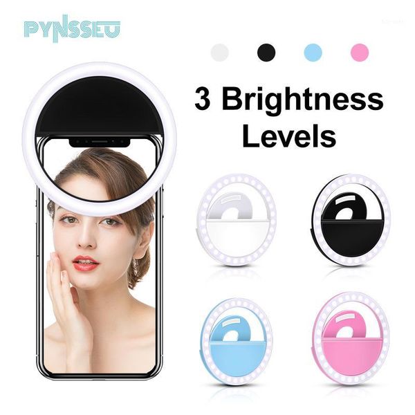 

pynsseu selfie light 3w flash light usb charge led ring portable clip-on mobile phone selfie ring for video live1