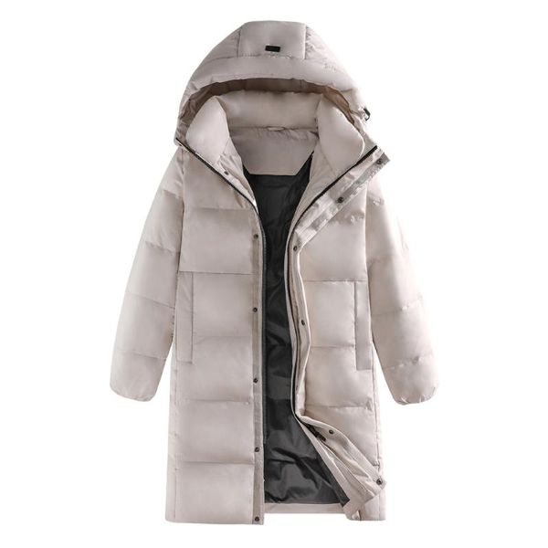 

2020 winter new men's long 90% white duck down jacket fashion casual thick and warm hooded couple coat brand beige black