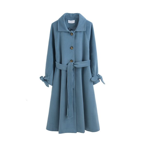 

2021 new women's wool mid-length fall/winter release thickened weight fashion simple temperament solid color large coat size p1z8, Black