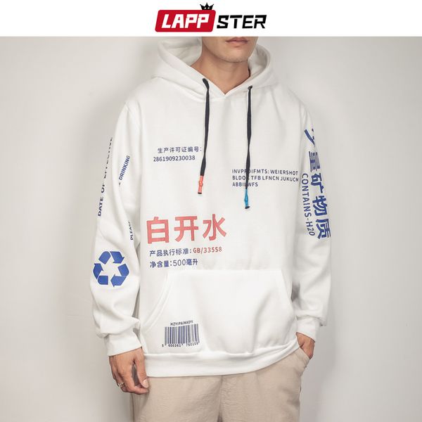 

lappster men streetwear hooded hoodies sweatshirts 2020 autumn oversized mens casual print hoodie couple korean hoodie plus size 1019, Black