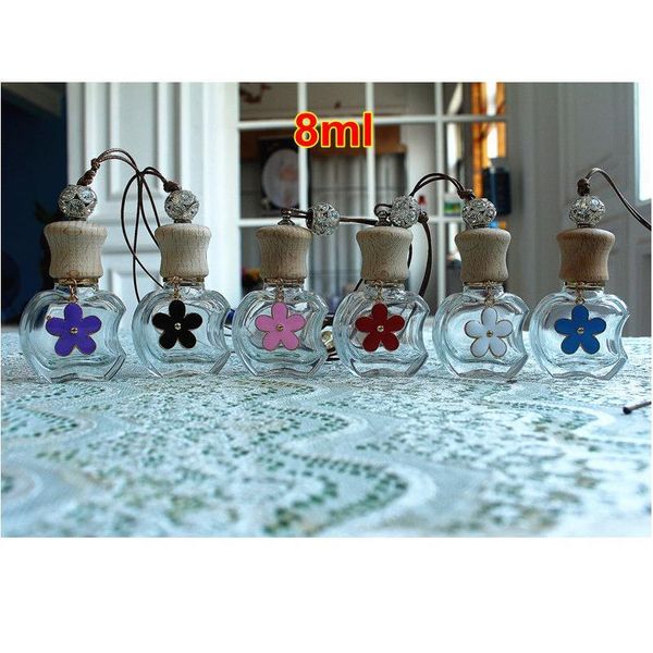 

10pcs/lot 8ml glass perfume bottle car pendant handing bottle refillable perfume packaging bottle with wo qyljeh