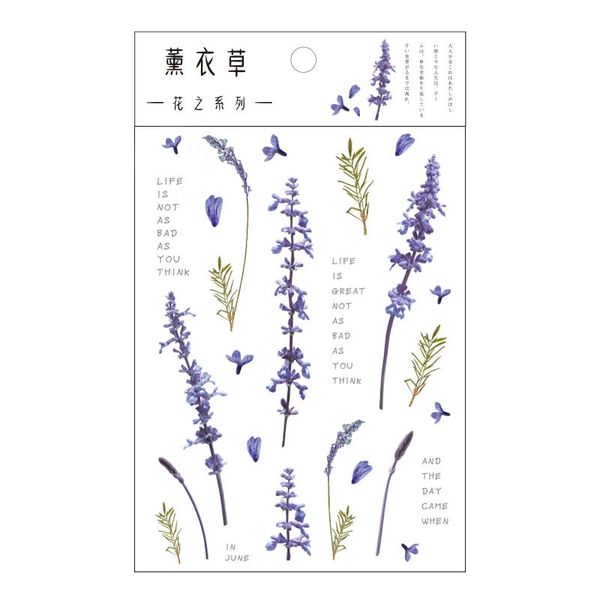 

12 designs natural daisy clover japanese words stickers transparent pet material flowers leaves plants deco sticker aesthetic bbythe