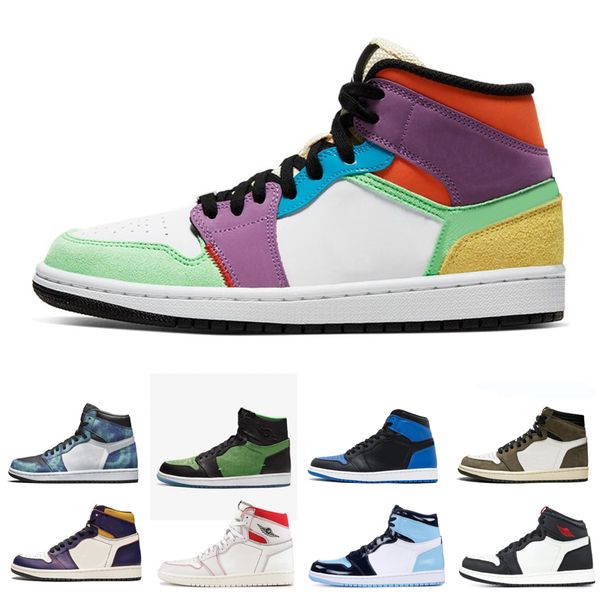 

2020 new 1 1s women men high basketball shoes multi color chunky dunky phantom bred toe womens mens outdoor sports shoes