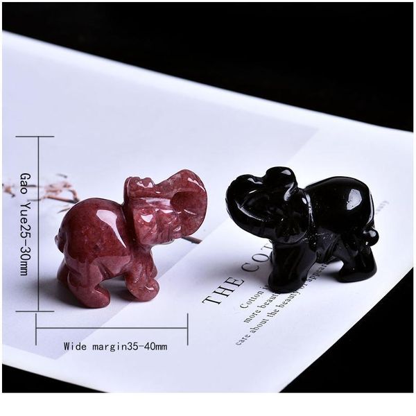 

elephant opal tiger eye rose quartz natural gemstone carving lucky aura chakra healing jewe qyldoe, Black