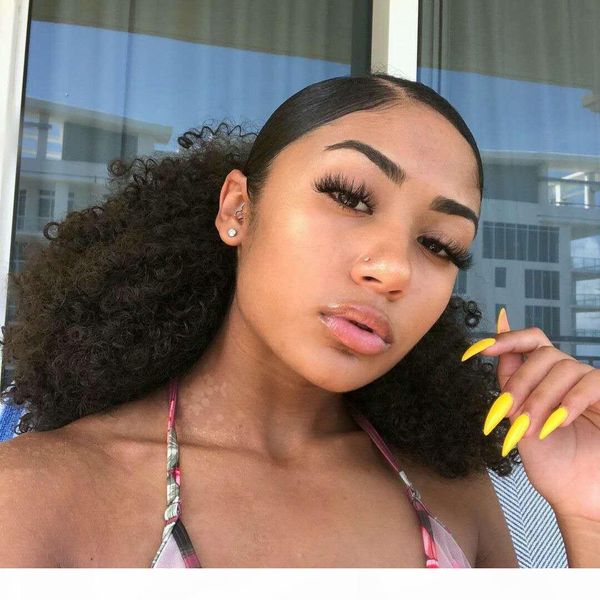 

human hair ponytail hairpieces clip in afro kinky curly human hair 160g wrap drawstring ponytail hair extension for black women