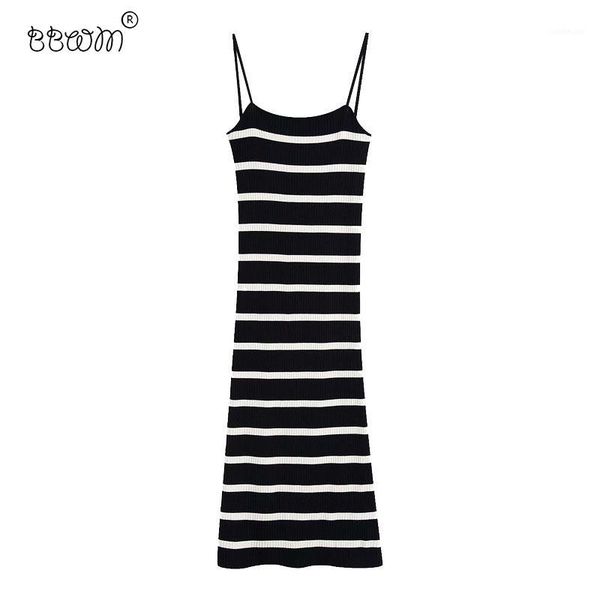

2020 women fashion stretchy slim striped knitted long dress vintage backless straps bodycon dresses female chic vestidos1, Black;gray