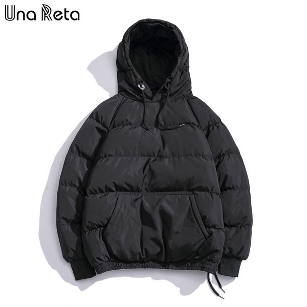 

men's down & parkas una reta m-5xl winter male jacket cotton parka pullover coat with hooded plus size solid men clothing, Black