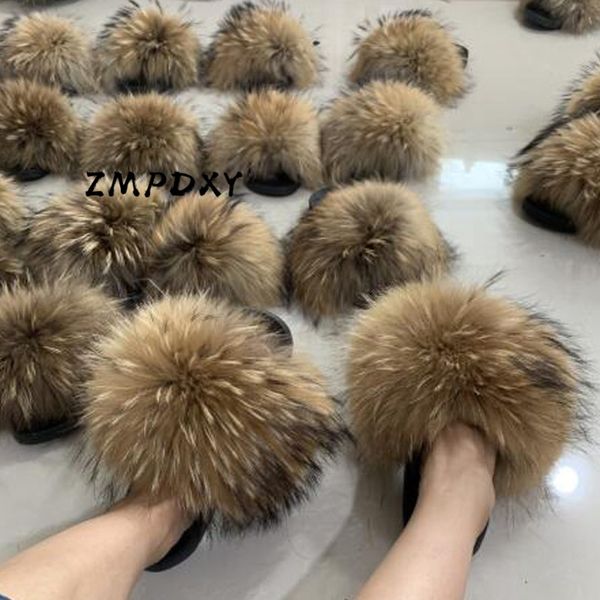 

coolsa women's fox fur slippers indoor flat warm furry slippers outside girls plush sandals women slides flip flops big size 11 x1020, Black