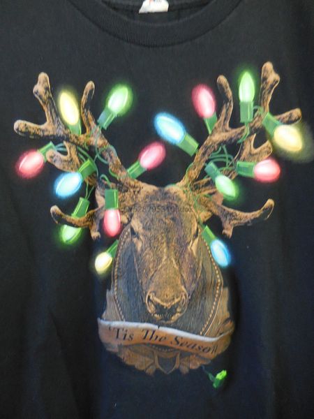 

alstyle christmas mounted stag head with lights t shirt sz l sport hooded sweatshirt hoodie