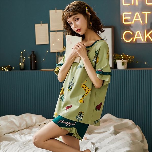 

bzel casual pajama sets pijama female o-neck pyjama short sleeve t-shirt shorts pj spring summer sleepwear girl's home wear suit y20070, Black;red