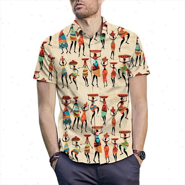 

2021 summer indian style men shirt fashion steetwear short sleeve hawaiian 3d shirt casual camisa masculina eur size, White;black