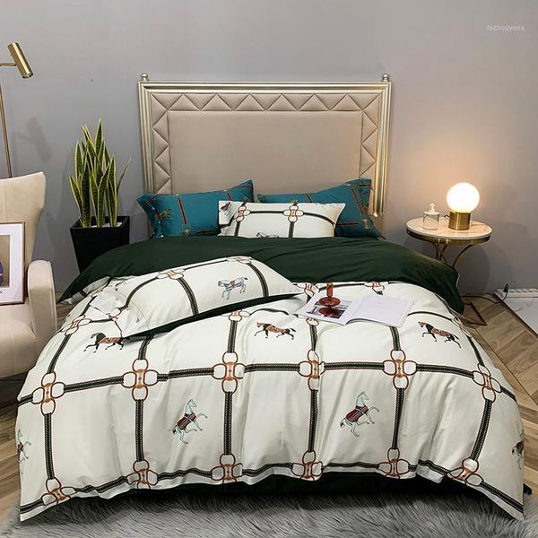 

60s cotton satin digital printing 12 designs duvet cover bed linen fitted sheet pillowcases bedclothes king  size 4pcs1