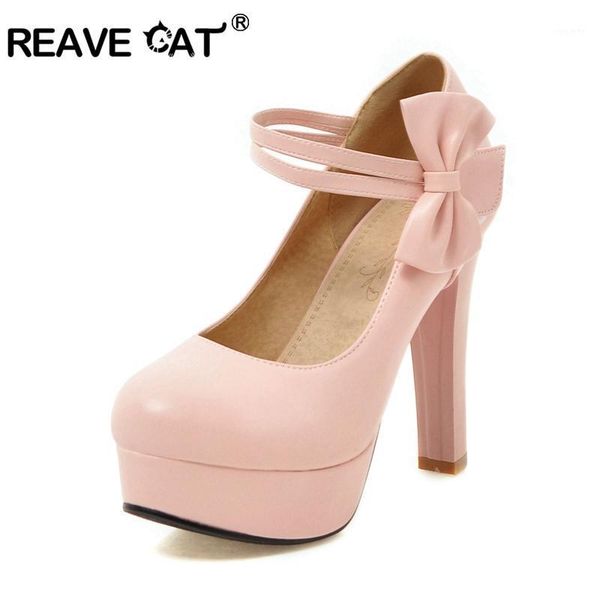 

reave cat womens platform pumps bowtie shoes for woman high heels white wedding shoes zapatos mujer spring autumn a10911, Black