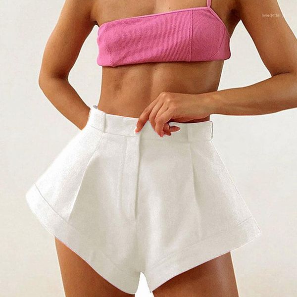 

women's shorts summer casual women fashion high waist short pants beach style loose big size girls solid color polyester short1, White;black