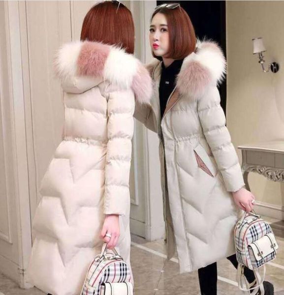 

2020 new down padded jacket women's big fur collar mid-length korean style waist thinning thick fashion padded jacket, Black