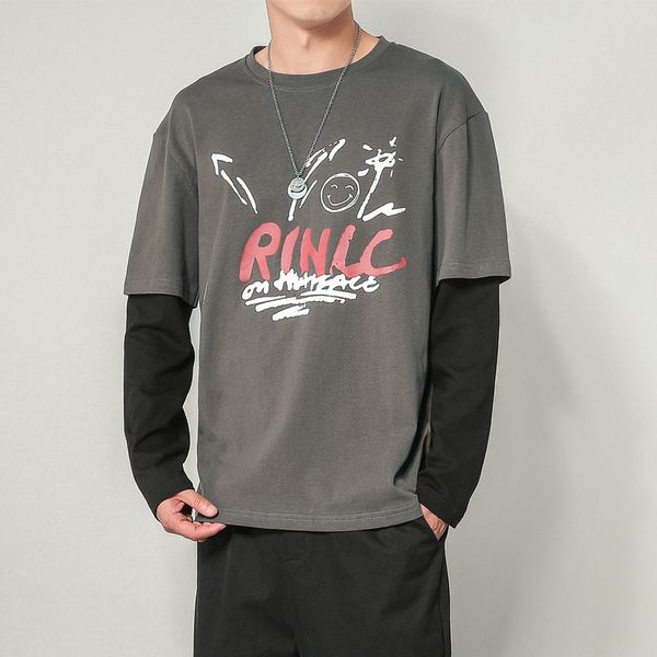 

2021 long sleeves mens tshirts new spring autumn clothes man's classic t-shirt tees dat8, Black