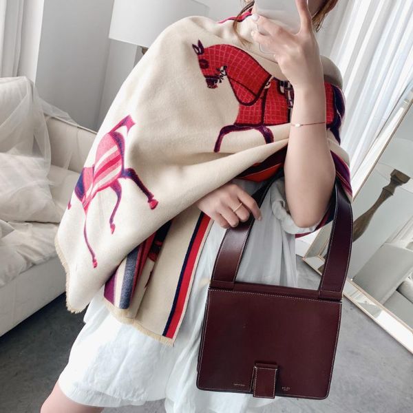 

scarves 2021 cashmere scarf autumn and winter cute hipster horse shawl, Blue;gray